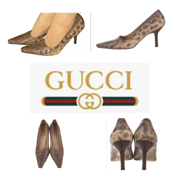 Gucci leather brown animal print stiletto heel size 10 B - Picture 13 of 13